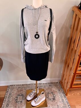 Lacoste Gray Hooded Sweatshirt with Black Skirt